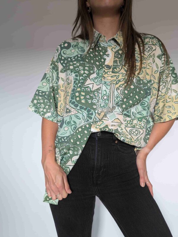 Gecko green - vintage blouse - 01