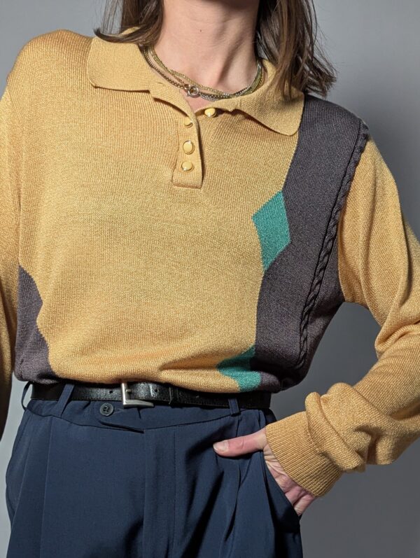 Vintage knit met een grafisch patroon in zachte aardetinten