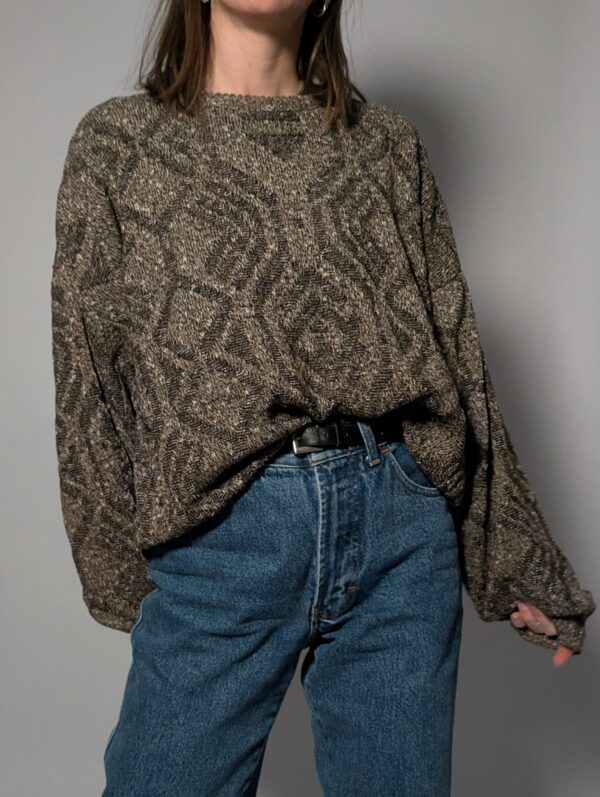 Vintage trui met een reliëfachtig patroon en een zachte, volumineuze knit