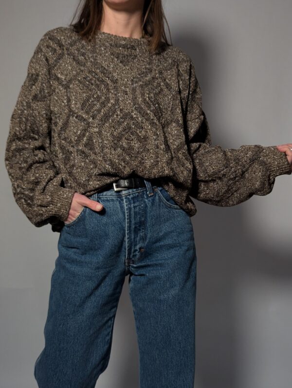 Vintage trui met een reliëfachtig patroon en een zachte, volumineuze knit