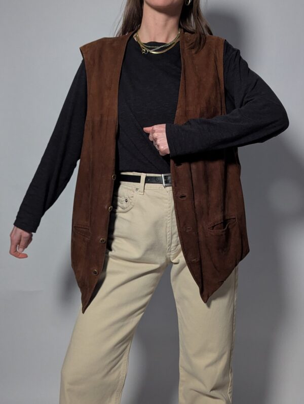 Vintage suède gilet in een warme bruine tint