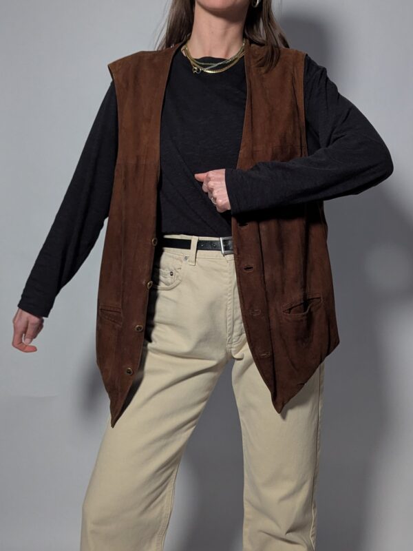 Vintage suède gilet in een warme bruine tint
