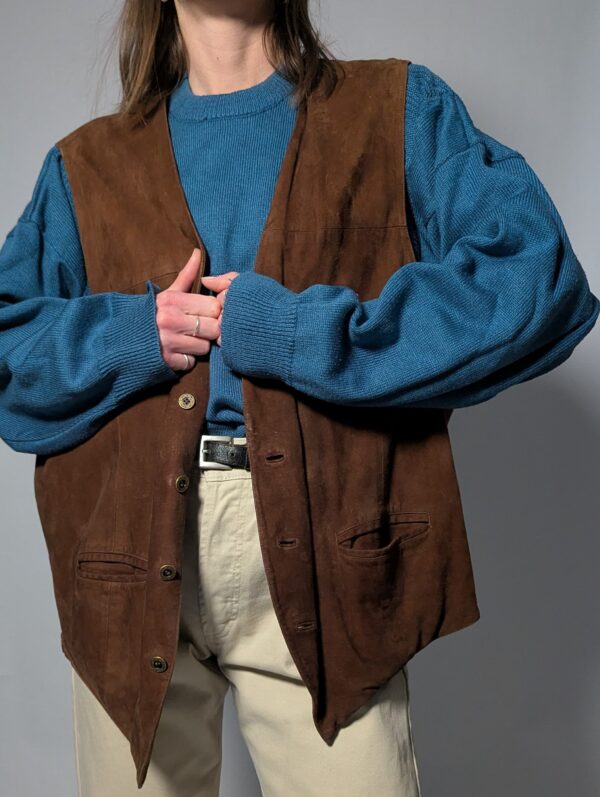 Vintage suède gilet in een warme bruine tint
