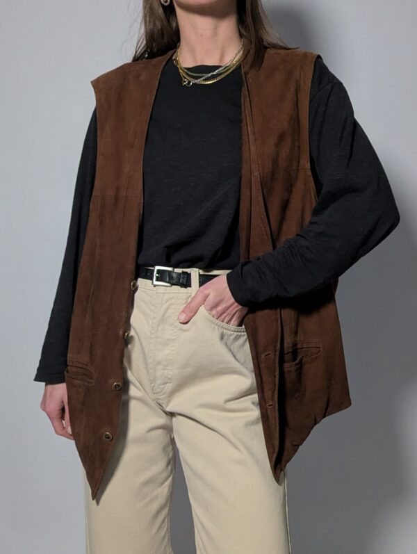 Vintage suède gilet in een warme bruine tint