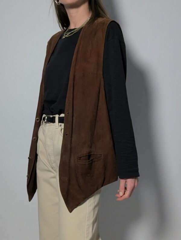 Vintage suède gilet in een warme bruine tint
