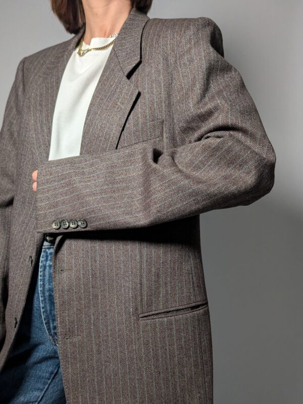 Vintage oversized blazer in bruin met subtiele streep