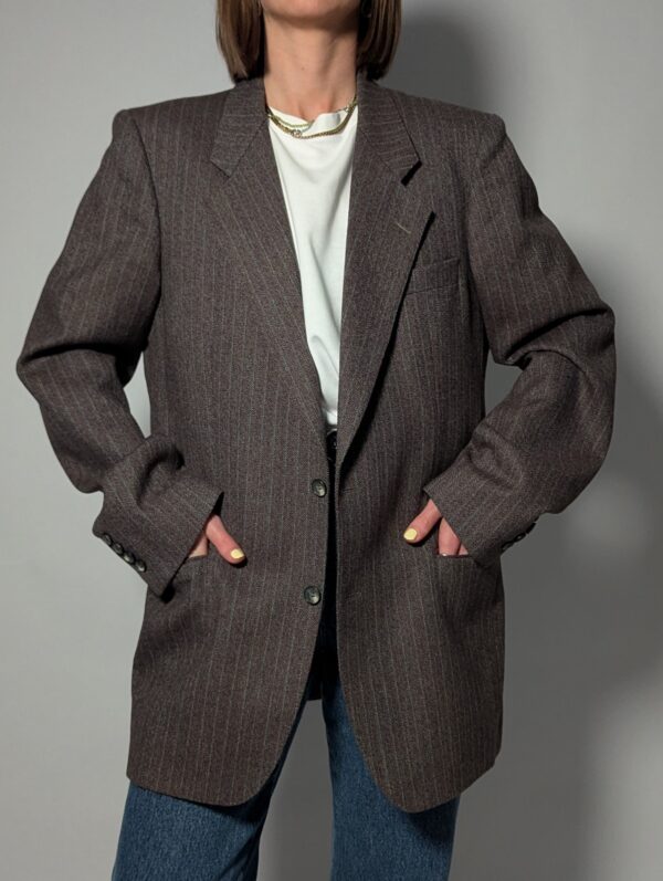 Vintage oversized blazer in bruin met subtiele streep