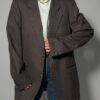 Vintage oversized blazer in bruin met subtiele streep