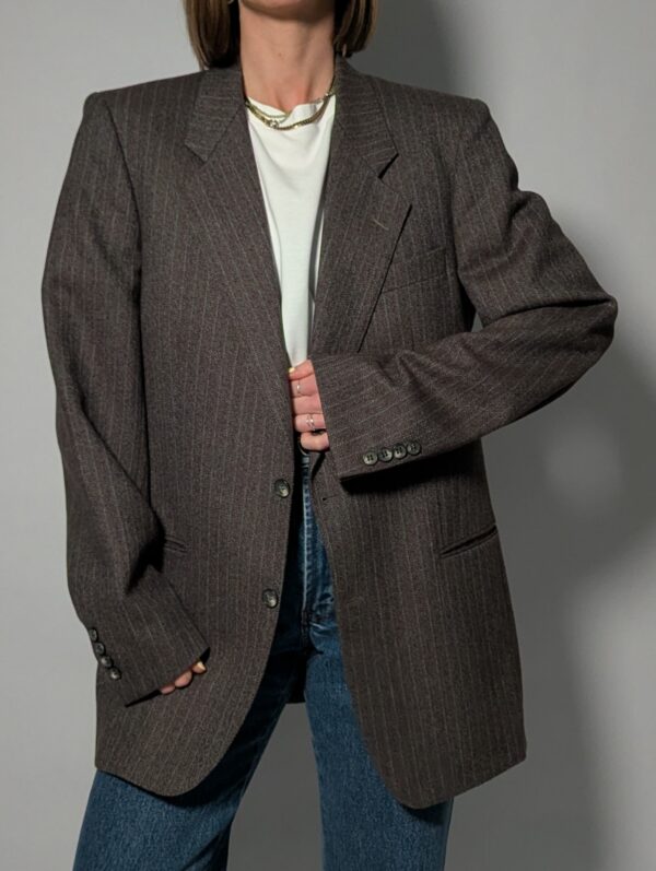 Vintage oversized blazer in bruin met subtiele streep
