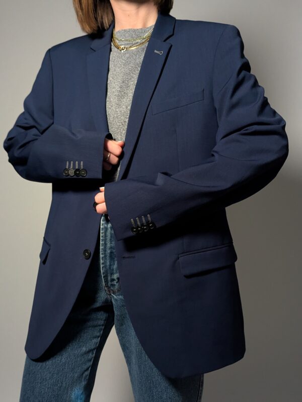 Vintage navy blazer met klassieke tailoring