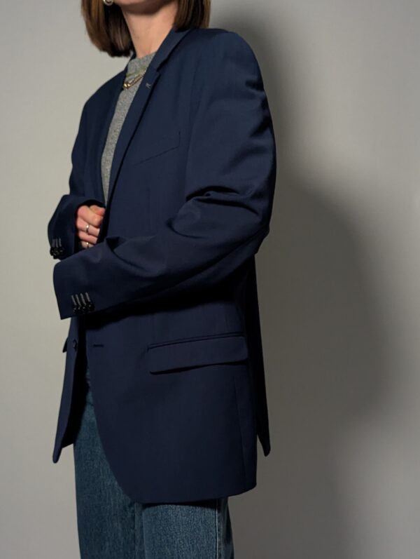 Vintage navy blazer met klassieke tailoring