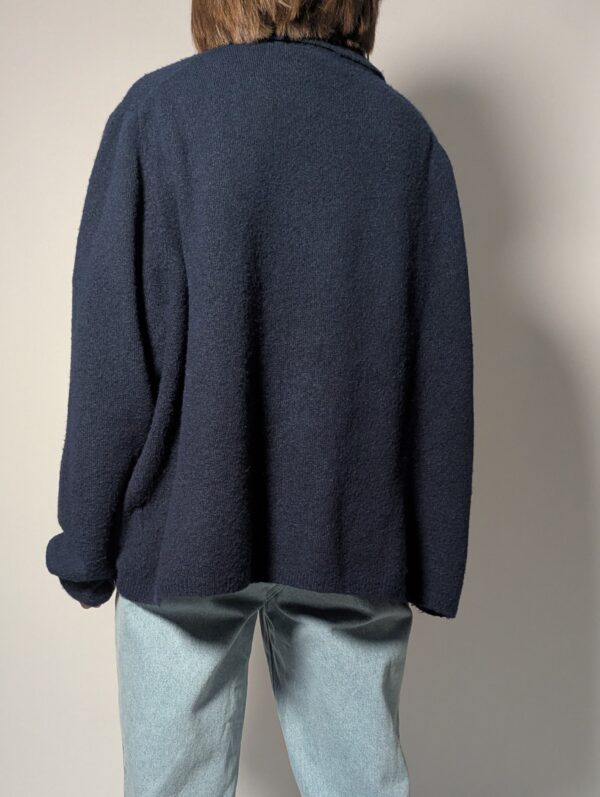 Vintage navy gebreid vest met kraag en knopen