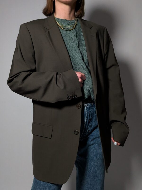 Vintage Hugo Boss olijfgroene blazer met strakke tailoring