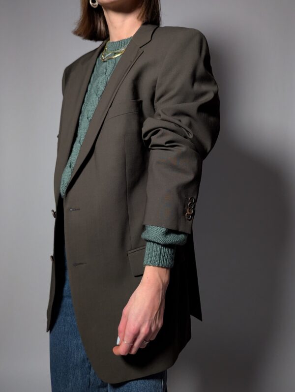 Vintage Hugo Boss olijfgroene blazer met strakke tailoring