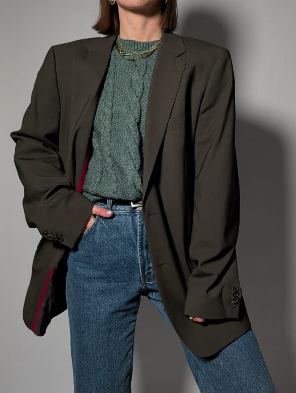 Vintage Hugo Boss olijfgroene blazer met strakke tailoring