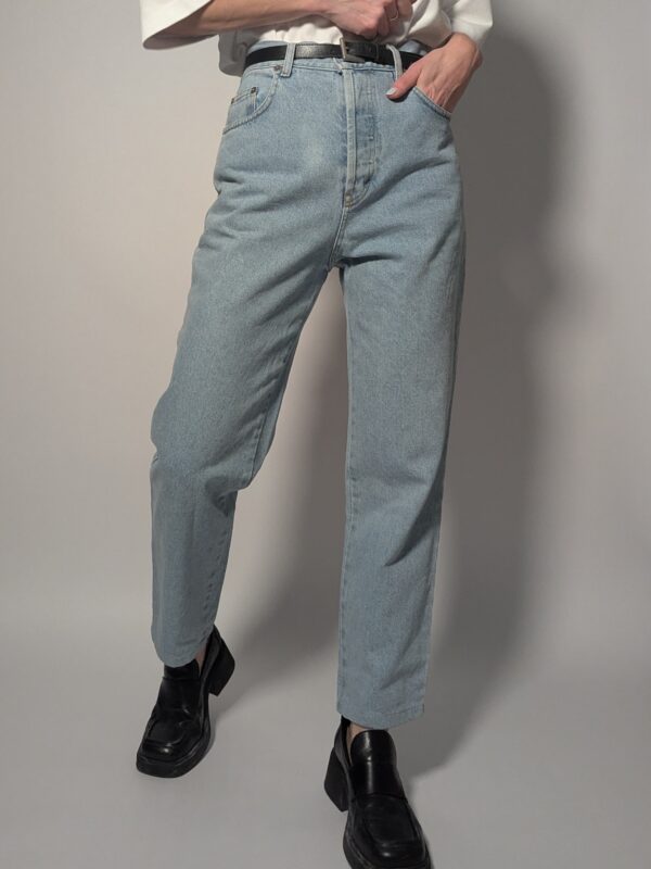 Vintage lichtblauwe high waist jeans met rechte pijp