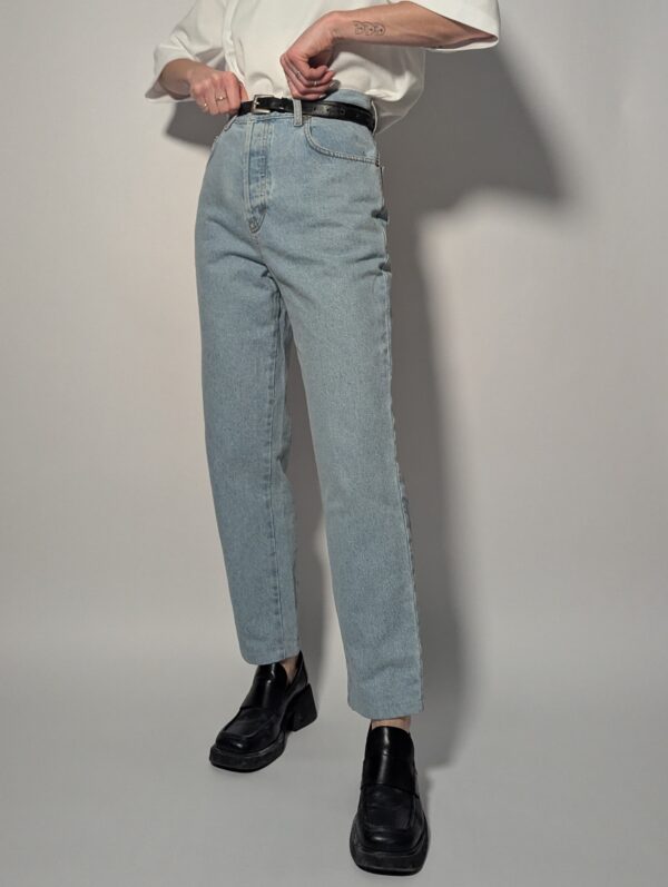 Vintage lichtblauwe high waist jeans met rechte pijp