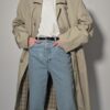 Vintage beige trenchcoat met ceintuur en klassieke snit