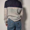Vintage navy en grijze colourblock trui met zachte knit