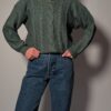 Soft moss - 03 Vintage mosgroene kabeltrui met klassiek breipatroon