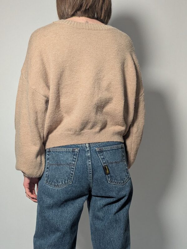 Vintage beige trui met 3D rozen