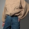 Vintage beige trui met 3D rozen