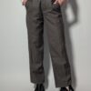 Bruine pantalon met subtiele micro-ruit en rechte fit
