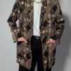 Vintage blazer met grafische ruitprint in bruin-, taupe- en zwarttinten en een rechte langere fit.