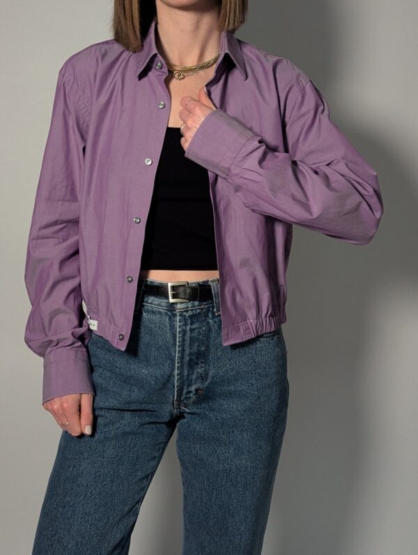 Upcycled paarse vintage blouse met elastische zoom – (RE)MADE BY LOT