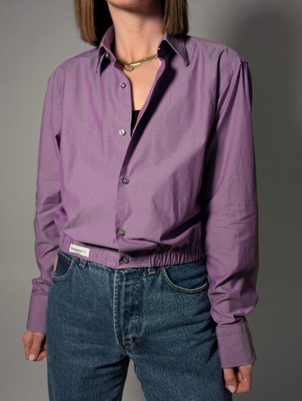 Upcycled paarse vintage blouse met elastische zoom – (RE)MADE BY LOT
