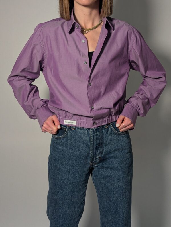 Upcycled paarse vintage blouse met elastische zoom – (RE)MADE BY LOT