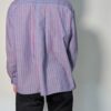 Vintage gestreepte blouse met lange mouwen in blauw en roze met borstzak en relaxte pasvorm.