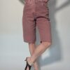 Vintage oudroze denim bermuda met hoge taille en rechte pasvorm.