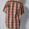Vintage plaid blouse met korte mouwen in roest, crème, rood en donkergrijs met rechte relaxte pasvorm.