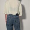 Mint grid 04 Vintage mintgroene blouse met subtiele rasterstructuur, korte wijde mouwen en luchtige pasvorm.