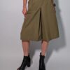 Olive flow 01 Vintage katoenen culotte in olijfgroen met hoge taille, wijde cropped pijpen en strikceintuur.