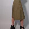 Olive flow 05 Vintage katoenen culotte in olijfgroen met hoge taille, wijde cropped pijpen en strikceintuur.