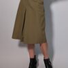 Olive flow 06 Vintage katoenen culotte in olijfgroen met hoge taille, wijde cropped pijpen en strikceintuur.